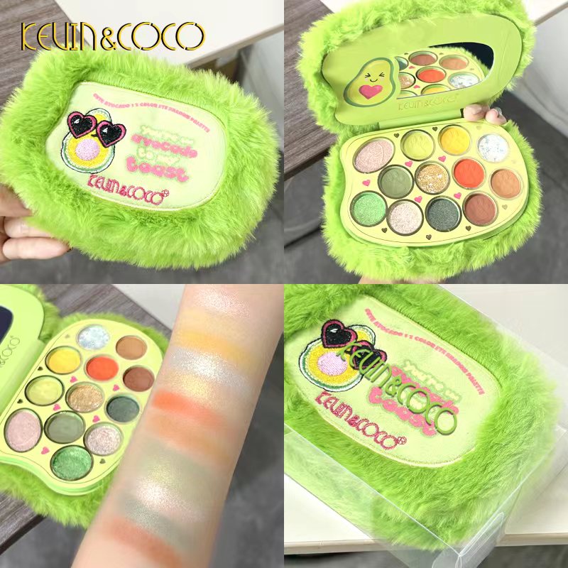 4 colors Furry Eyeshadow Palette with Mirror