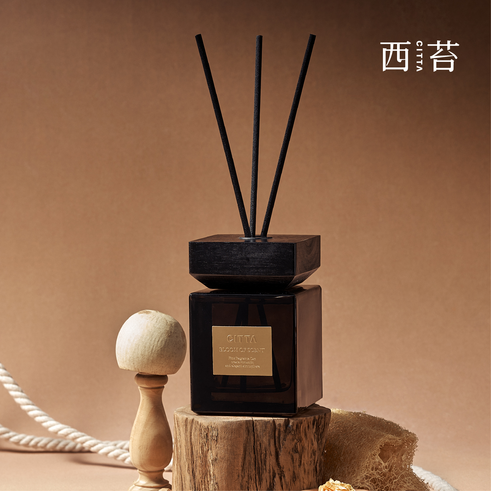 CITTA 500ML Square Bottle with Wooden Lid (Simple Packaging)