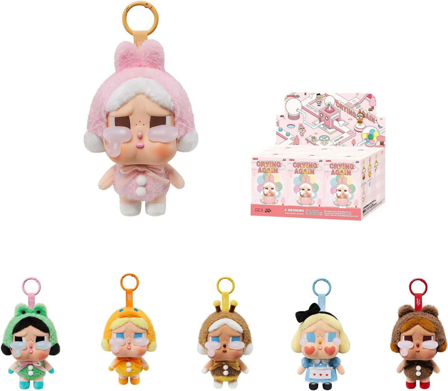 Crybaby Tears Factory Series - Vinyl face Plush Blind Box, 6PCs Crybaby Blind Box Figures